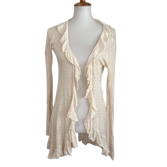 Y2K Paul & Joe Cream Thin Knit Ruffle Sweater - Picture 1 of 5